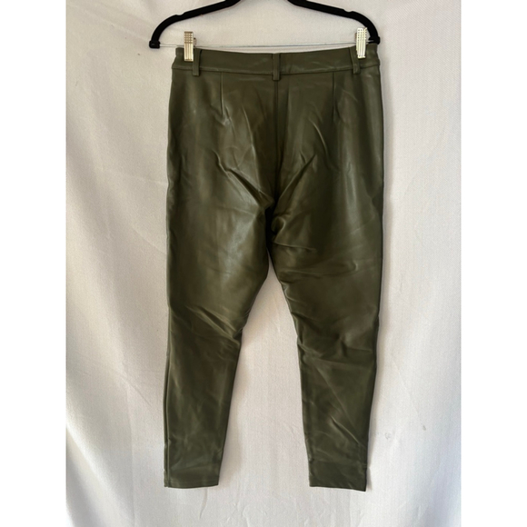 Women's Topshop Petite Olive Faux Leather Moto Skinny Pants 8P - Picture 2 of 6